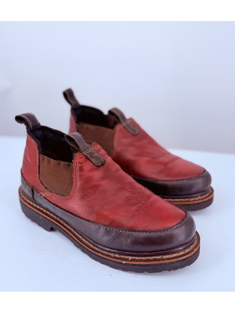 Georgia Giant GR185 Womens 8.5 M Romeo Red Leather Slip On Work Shoes Boots - Picture 3 of 10